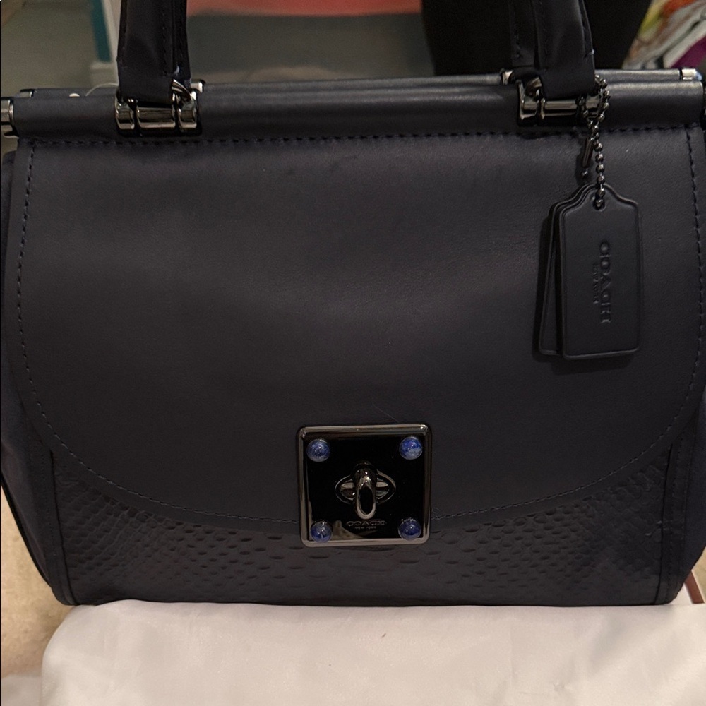 Coach Dark Blue Leather Shoulder Bag